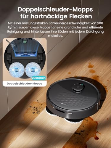 Lefant M3 Saugroboter mit Wischfunktion 12000Pa 45°C Heißwasser-Moppwäsche – Ansicht 2