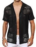 Csqopt Mens Club Shirt Sexy Clothes for Men Short Sleeve Sheer Mesh Tops See Through Tee Casual...