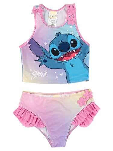 United Labels Disney Lilo & Stitch Tankini para niña con Volantes, Lila/Rosa, 2 Piezas, Talla 122/128