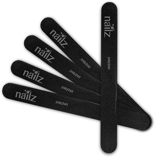NAILZ Black Straight Nail File - 240/240 [Korean] 5 Pack