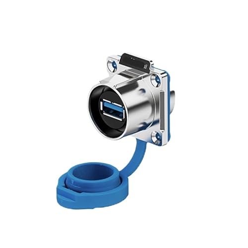 GZEMHGPE Industrial Waterproof Socket with Wire Male and Female Interface Transmission LP24 Type U3.0 Panel Data Connector .6 m line(EW LP24P USB3.0 Flange Female seat)