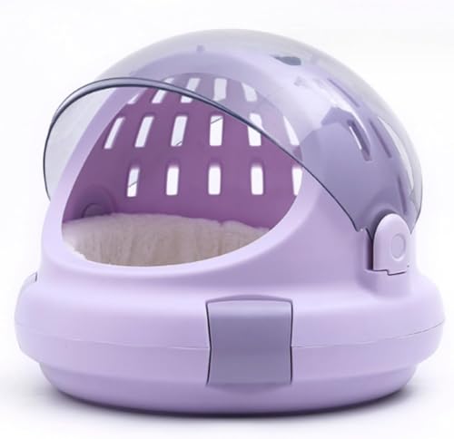 Eiuuioj 猫用キャリーバッグ ドーム型ペットケージ 小型犬・小動物に適用 透明 多機能 軽量 持ち運び便利 アウトドア 安定感 通気性 外出・通院・散歩・車内・旅行・避難に便利 (パープル)