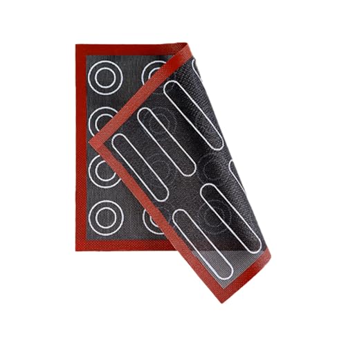 Backmatte aus lebensmittelechtem Silikon, antihaftbeschichtet, leicht zu reinigen, beständig von -40~230 °C, für Backofen, Gebäck, Macarons, Pizza, 40 x 30 cm, Schwarz mit rotem Rand
