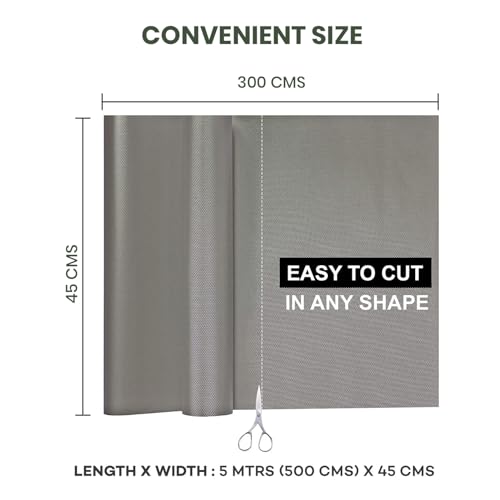 Image of DALUCI Anti Slip Fridge Mats Roll 3 Meters (45 cm x 300 cm) | Drawer Mat for Kitchen Drawers, Shelves & Wardrobe | Food Grade EVA Anti Skid Shelf Liner, Washable, Diamond Pattern, Grey