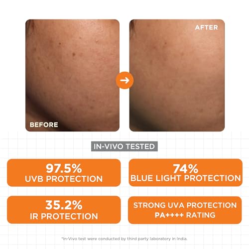 Image of SKINQ Sun Protect Gel Sunscreen SPF 50+ PA++++ with Vitamin C | Zero White Cast | UVB Protection | Lightweight, Non-Greasy | For Normal, Dry & Sensitive Skin | In-Vivo Tested | Dermat Formulated | 45ml