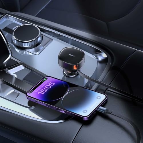Image of Baseus Enjoyment Pro Car Charger C,Retractable IP Cable 55W Cluster Black