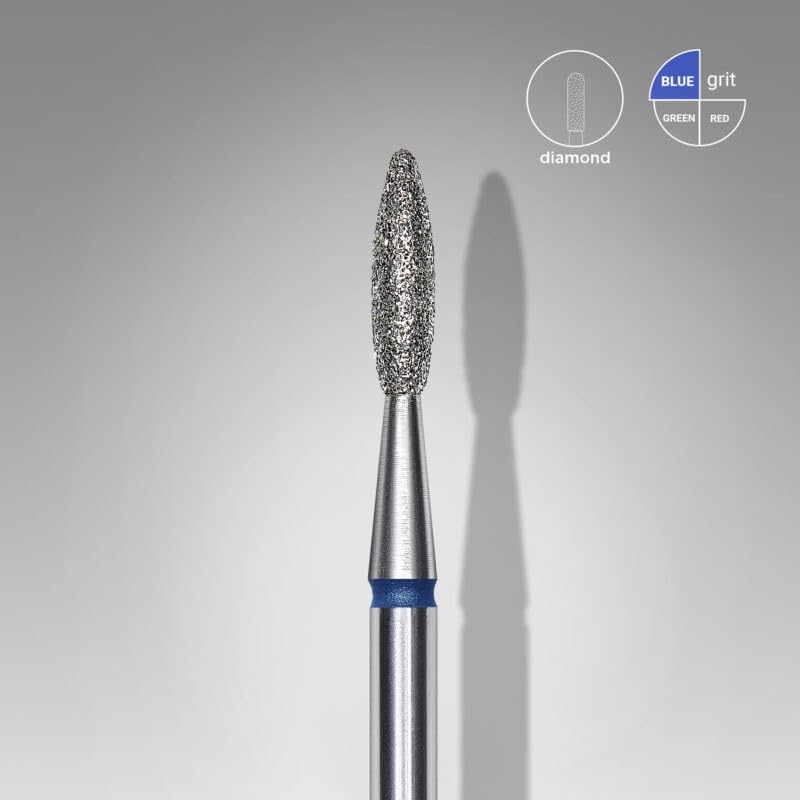 STALEKS PRO Diamond nail drill bit flame blue EXPERT head diameter 2,1 mm/working part 8 mm 1