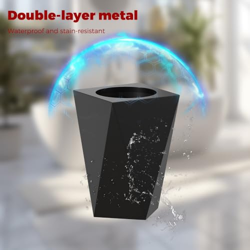Image of 10L /2.6GAL Modern Open top Garbage can,Black Bathroom tarsh can,Small Wastebasket for Bathroom,Bedroom,Office,Living Room,Hotel (Black)