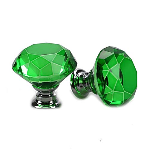 MOPKJH Zinc Alloy Knobs Pull Knobs Brushed Nickel Drawer Pulls Handle Furniture Drawer Pulls Kitchen Pull Handles Crystal Glass Door Knobs green