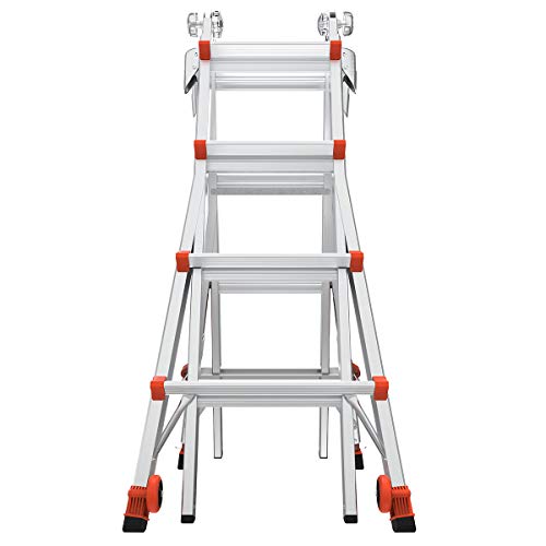 Little Giant Ladders, Revolution with Ratchet Levelers, M17, 17 ft, Multi-Position Ladder,Ratchet leg levelers, Aluminum, Type 1A, 300 lbs weight rating (12017-801)