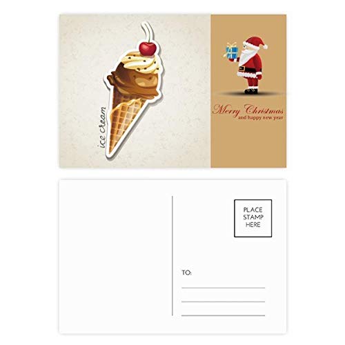 Cartes Postales Père Noël Découpées Cornet Glace Chocolat Cerise