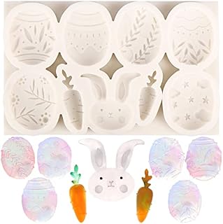 Easter Silicone Mold 3D Egg Rabbit Shaped Silicone Mould DIY Baking Mold for Chocolate Candy Jelly Fondant Soap Making Easter Party Supplies