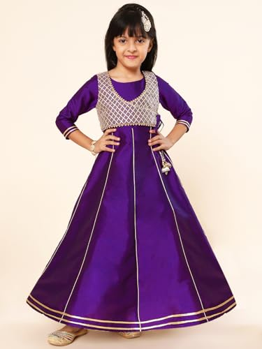 Image of A.T.U.N. (ALL THINGS UBER NICE) Girls Woven Design Gota Jacket Maxi Anarkali Gown