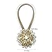 Lewondr 1 Pair Sparkling Crystal Flower Curtain Tieback, Magnetic Drapery Holder Stretchy Curtain Buckle Clips Curtain Bind with Stainless Spring Wire - Bronze&Silver