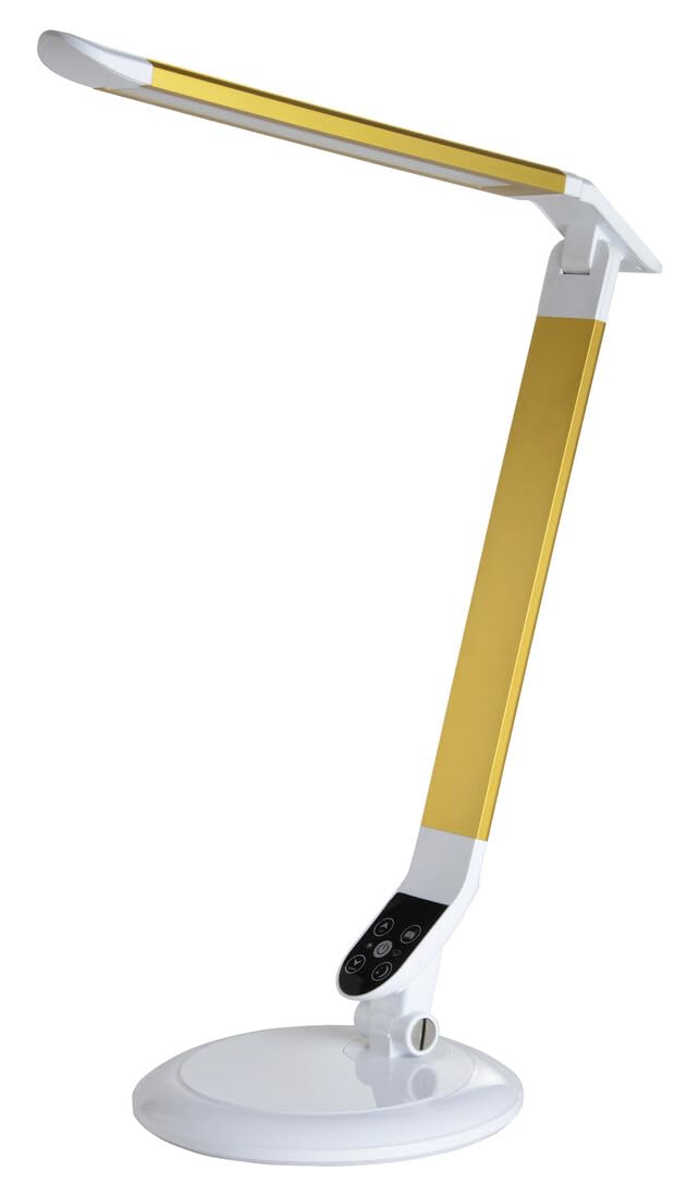 Flexo LED regulable 9W color amarillo, ideal para iluminar espacios de trabajo y lectura con confort y estilo.