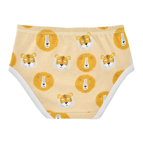 Joisal Fun Print Girls Underwear Toddler 2t Cotton Cute Panties Girl Cute Lion Tiger Faces Yellow Undies Kids Briefs2