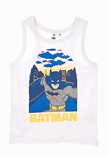 Batman Tank Top Muskel-Shirt Kinder Jungen Sommer Oberteil, Farbe:Weiß, Größe Kids:104