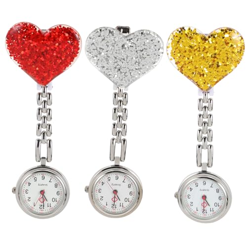 Holibanna 3個 ナースウォッチ 腕時計男性 女性用腕時計 ウォッチ 男性用 停止 看護師 ホルダー 格納式 心臓 看護懐中 ナースフォブウォッチ スト の素材: 合金