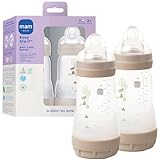 MAM Easy Start Anti-Colic Baby Bottle 9 oz, Medium Flow, Breastfeeding-Like Silicone Nipple Bottle, Reduces Colic, Gas, & Reflux, Easy-to-Clean, BPA-Free, Vented Baby Bottles for Newborns, 2+ Months