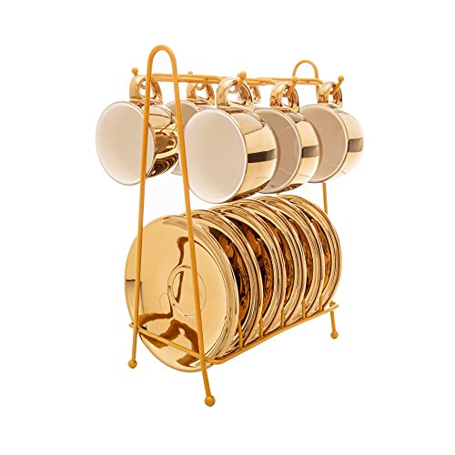 Conjunto de xícaras de café de porcelana com pires