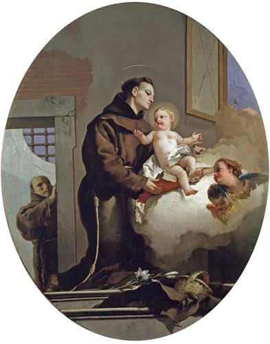 Pintura murales lienzo premium de San Antonio de Padua, cuadro decorativo vintage 60x90cm