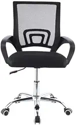 Cadeira De Escritório Giratória Com Altura Ajustável Cor Preto