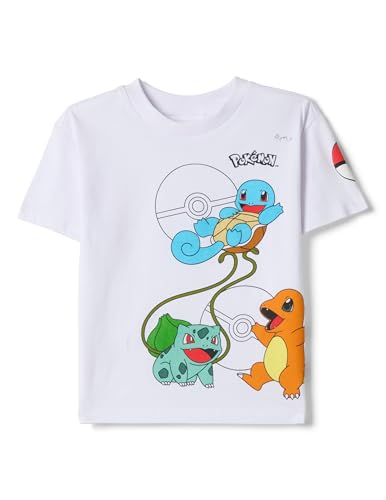 OVS Kids Camiseta Blanca de Niños en Algodón Puro Regular Fit con Pokémon
