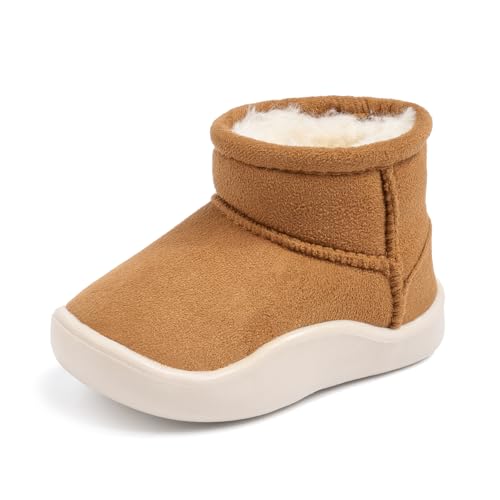Casazoe Boys Girls Warm Winter Boots Fur Lined Snow Boots Outdoor Soft Winter Ankle Shoes for Toddler/Little Kid