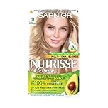 Garnier Nutrisse Ultra Crème Vegan Hair Dye, 9 Light Blonde. Provides 100% grey coverage and bright, luminous 8-week colour. Gentle, no-ammonia, and vegan for a stunning, light blonde transformation.