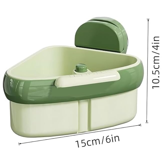 Sink Strainer Basket, Plastic Sink Storage Rack Holder, Upgraded Suction Cup Press Drainer Basket,Food Waste Catcher for Triangular Sinks Basket Shelf with Suction Cup Sucker for Kitchen(Green2pcs)