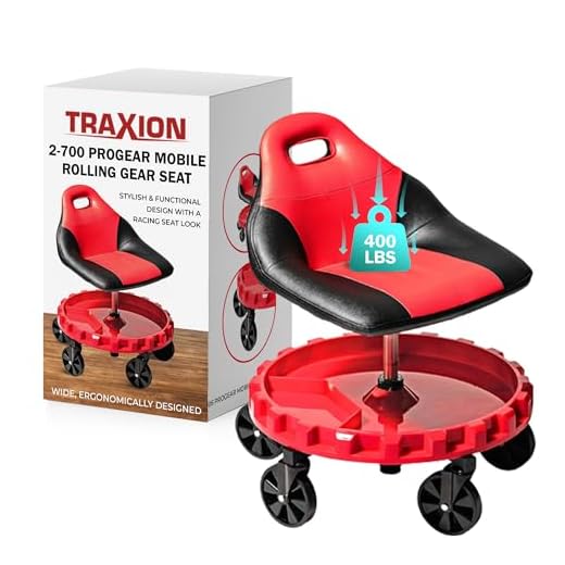 Traxion 2-700 ProGear Mobile Rolling Gear Seat W/Equipment Tray and Five All-Terrain 5" Casters