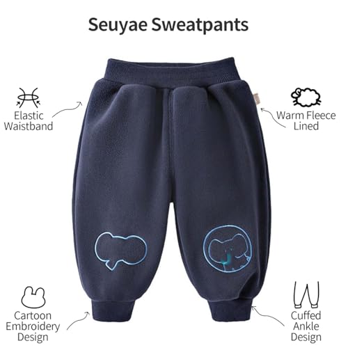 Baby Girl Boy Sweatpants Elastic Waist Cuffed Ankles Winter Thickening Warm Pants2