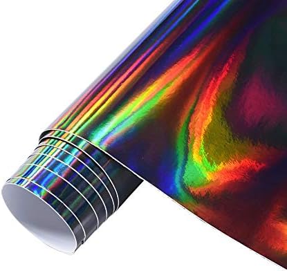 Holographic Laser Black Chrome Vinyl Sheet Car Wrap Film Self Adhesive Sticker 59.8'' x 11.8''