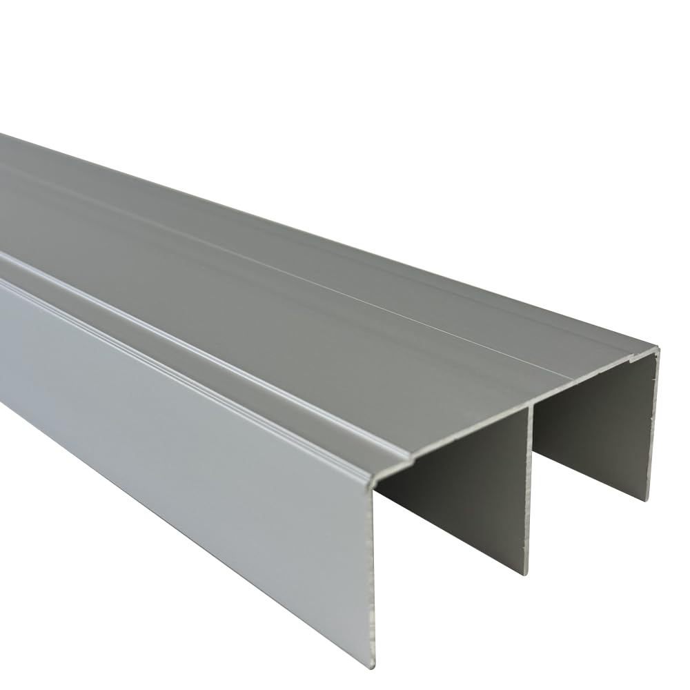 HOMEWELL - Rail haut aluminium pour placard coulissant - Lg 3m (3000 x 85 x 40 mm, Anodisé argent)
