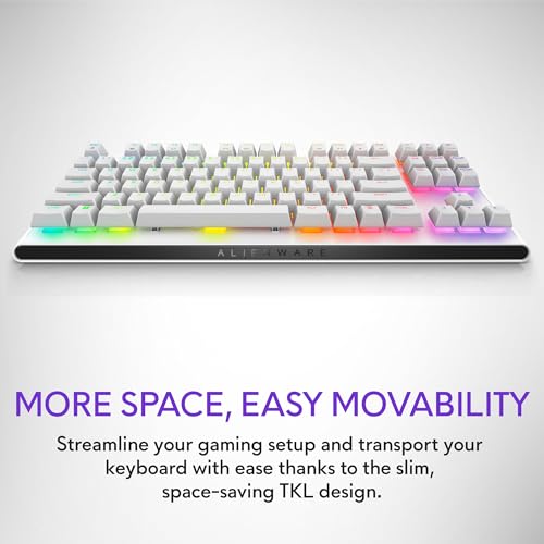 Image of Alienware Tenkeyless Gaming Keyboard - AW420K - Lunar Light - Wired, Programmable, Cherry MX Red, USB, AlienFX RGB / 16.8 Million Colours