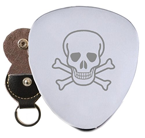 Pirate Tête de mort Bones en acier médiator gravé en porte-clés support - Les Beatles, Paul McCartney, John Lennon, RIngo Starr, George Harrison Pirate Tête de mort Bones en acier médiator gravé en porte-clés support