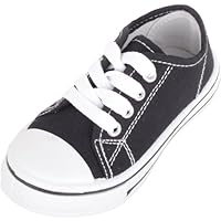 Childrens Kids Infants Easy Slip On Lace Up Canvas Sneaker Trainers Pumps
