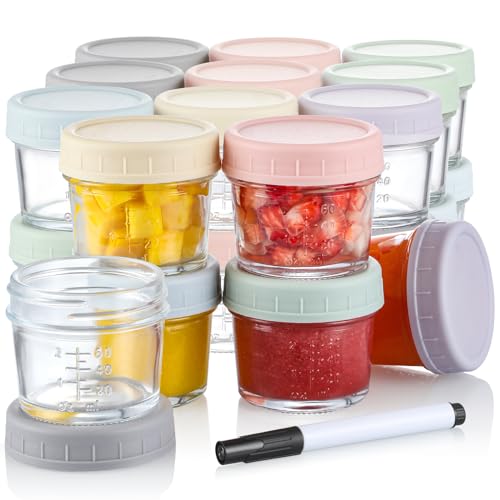 Image of VITEVER 24-Pack Glass Baby Food Storage Containers - 4 oz Baby Food Storage Jars With Lids, Baby Food Maker, Microwave, Dishwasher & Freezer Safe