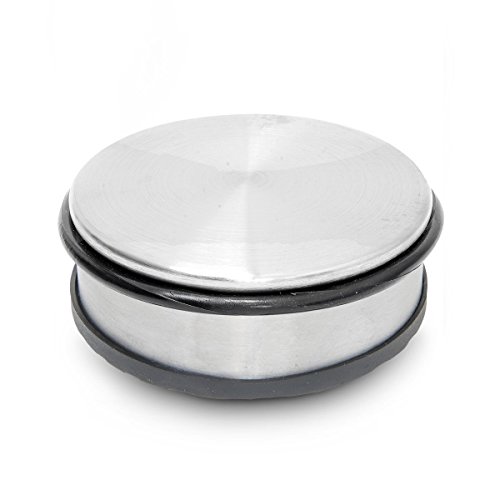 2 x Türstopper aus Edelstahl, flach, Durchmesser ca. 10 cm