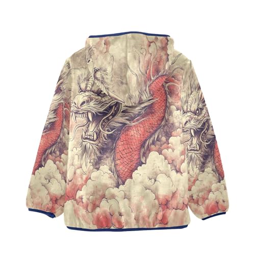 Dragon Amidst Cloudy Skies Toddler Fleece Jacket Girl Boys Hooded Fleece Jacket Coat Warm Outwear Zip-up 3-10T2