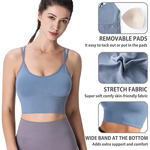 Image of High Support Sports Bras for Women,Criss Cross Strappy Back Seamless Padded