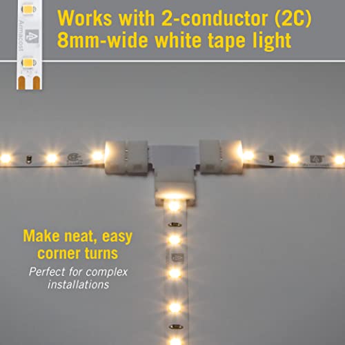 Image of Armacost Lighting SureLock Pro 2 Pin LED Strip Light Tape to Tape T Connectors (4 Pack) 560050