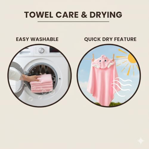 Image of Ultra-Soft Baby Hooded Towel - Coral Velvet Wrap Your Little One in Softness and Joy, Hypoallergenic & Super Absorbent Bath Wrap for Newborns & Toddlers | Cute Animal Design (0-5 Years)(Pink Elephant)
