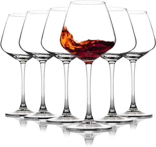 TIENER 600 ML Large Red & White Wine Glas, Modern Burgundy Wines Glasses, Clear Long Stem Glassware Wide Bowl Glasses for Wines Tasting, Ideal Gift for Wine Lover, Birthday, Set of (1)