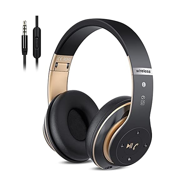 6S-Wireless-Bluetooth-Headphones-Over-Ear-Hi-Fi-Stereo-Foldable-Wireless-Stereo-Headsets-Earbuds-with-Built-in-Mic-Volume-Control-FM-for-PhonePC-Black-Gold PRTUKYT 6S Wireless Bluetooth Headphones Over Ear, Hi-Fi Stereo Foldable Wireless Stereo Headsets Earbuds with Built-in Mic, Volume Control, FM for Phone/PC (Black & Gold)