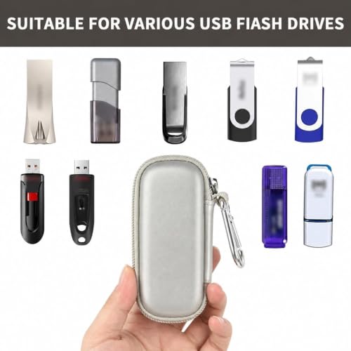 Image of USB Flash Drive Case, SD Card /Thumb Drive /Memory Cards Holder, Bag Only | SDXC /SDHC Storage, Electronic Accessories Organizer for SanDisk / for Samsung, for Students /IT /Office /School /Travel, Silver