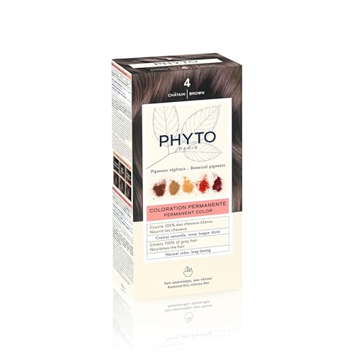 Phytocolor 4 Brown Hair Color for Women - Permanent Hair Dye with Botanical Pigments - Enriched with Jojoba & Manoi Oils, Scalp-Friendly with Jujube Extract & Epaline