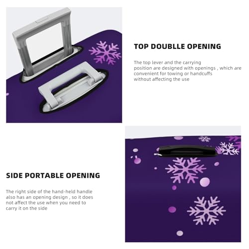 Crystal Purple Snowflake Print Luggage Cover For Suitcase,Washable Elastic Travel Suitcase Protector With Zipper Closure And Bottom Buckle – Fits 18-32" Luggage-Large3