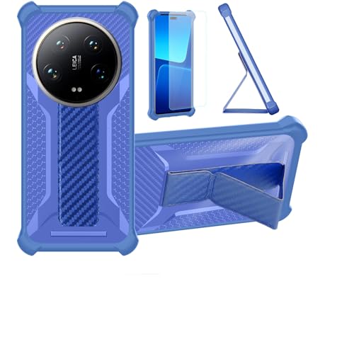 Custodia Comaptibile per Xiaomi 15 Ultra Cover Case Ibrida con Protezione dello Schermo in Vetro temperato Supporto Magnetico Pieghevole blu