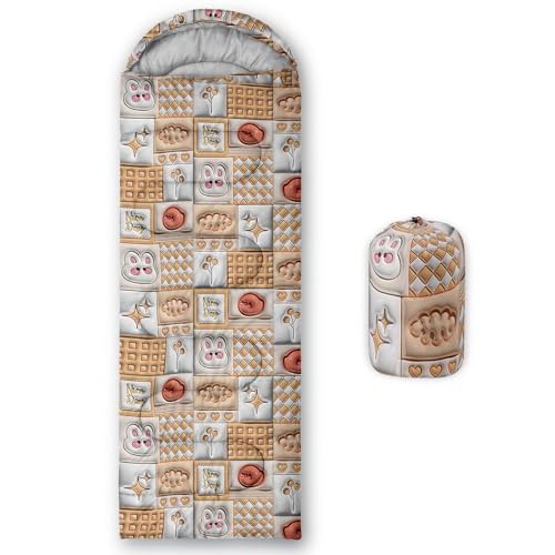 Smell Sunshine Kids Sleeping Bag for Boys Girls,3D Stereo Rabbit Print-Lightweight Warm Portable Outdoor Indoor-Waterproof Cold Weather Resistant Sleeping Bag for Camping Hiking(Rabbit)